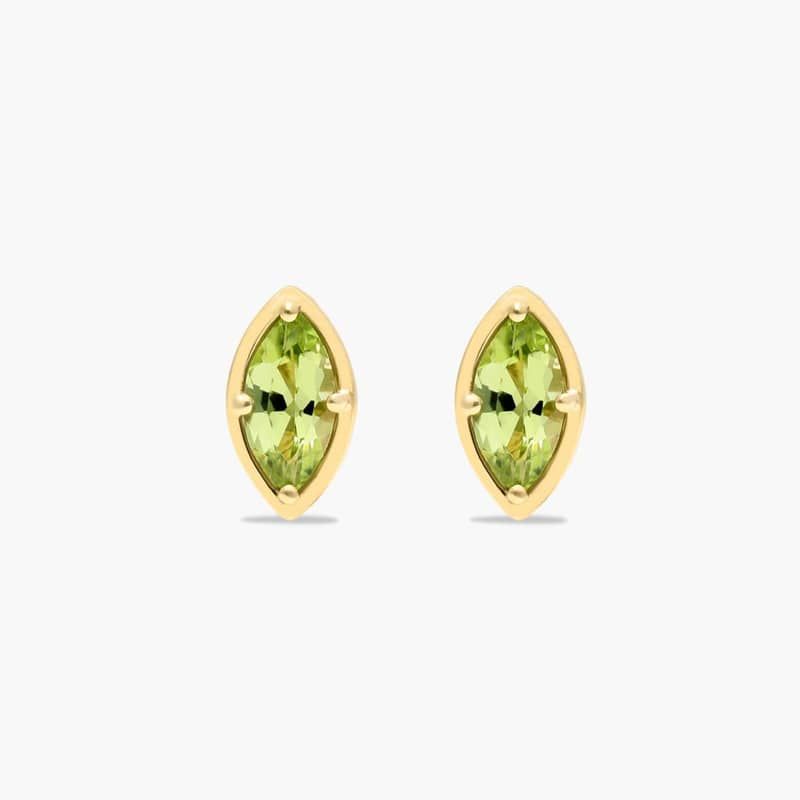 14K Yellow Gold Radiant Reflections Peridot Marquise Stud Earrings