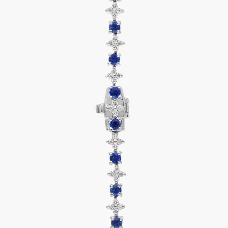 Sapphire & Diamond Graduated Eternity Necklace in 18k White Gold (2.4mm)