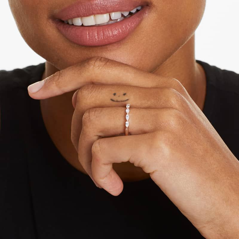 14K Rose Gold Shared Prong Marquise Diamond Ring