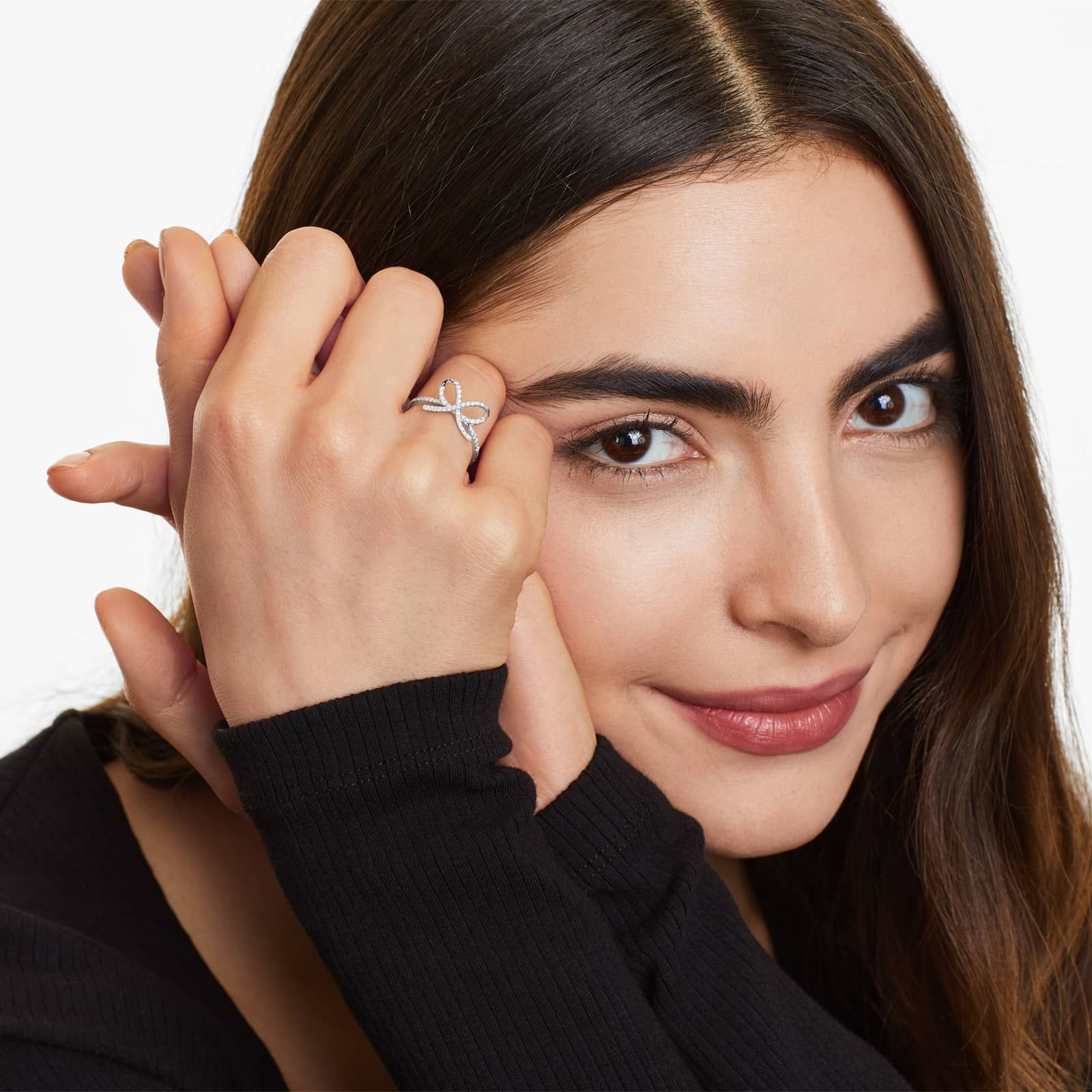 14K White Gold Diamond Bow Ring81015w14