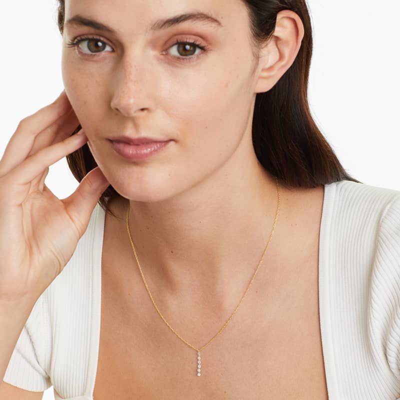 14K Yellow Gold Pierced Diamond Row Necklace by Brevani