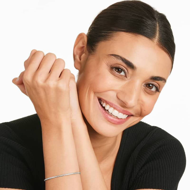 14K White Gold Diamond Row Cuff Bracelet