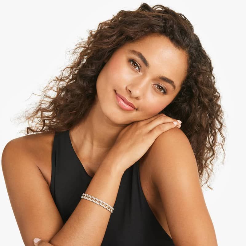14K Yellow Gold Pavé Diamond Curb Chain Bracelet
