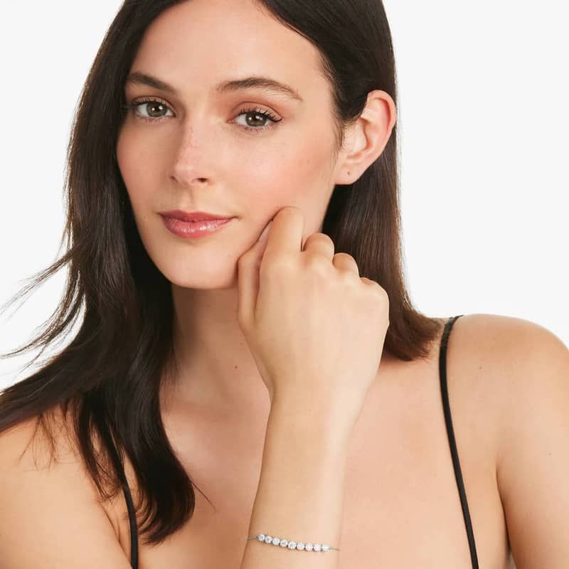 14K White Gold Lab-Created Diamond Composite Bracelet