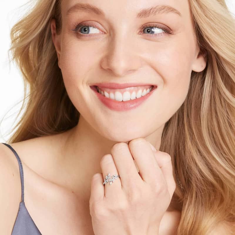 14K White Gold Ivy Bypass Lab-Grown Diamond Ring