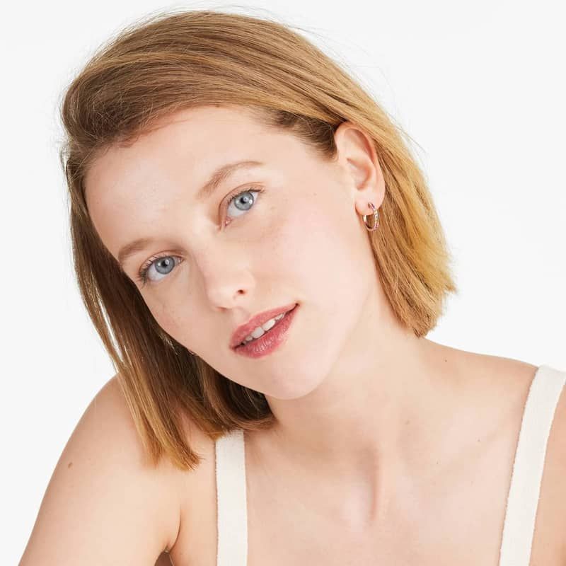 14K Rose Gold Rainbow Hoop Earrings