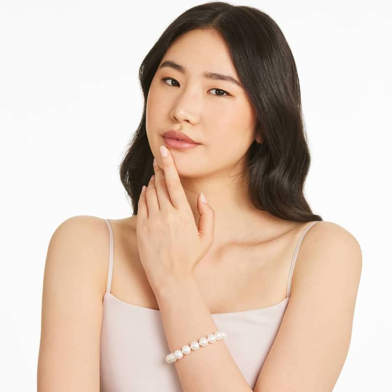 14K Yellow Gold Freshwater Cultured Pearl Fish Clasp Bracelet (10-11 mm)