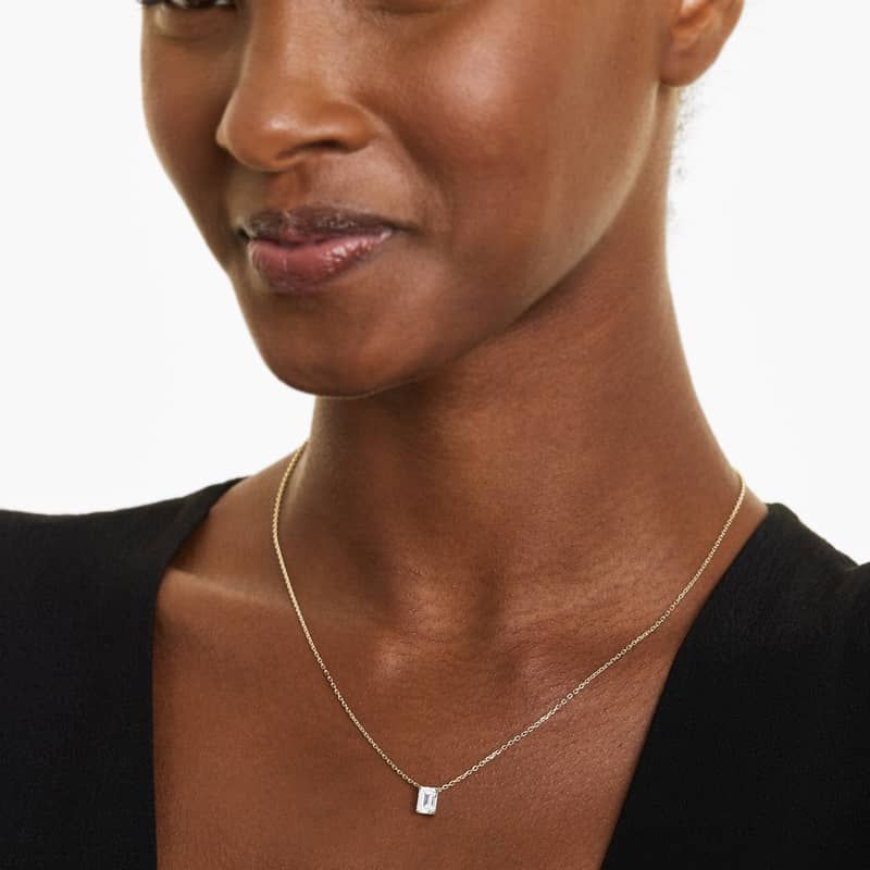 Emerald cut diamond deals solitaire necklace