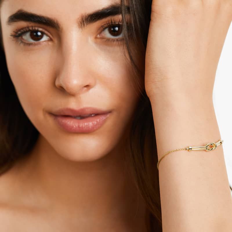 14K Yellow Gold Love Knot Bolo Bracelet