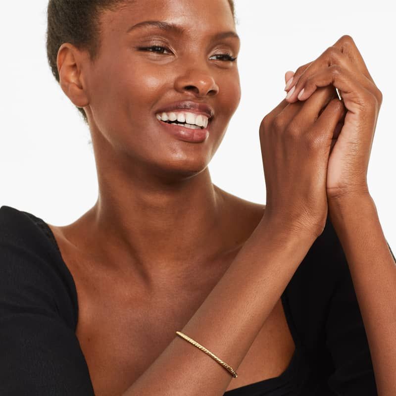 14K Gold Sculpted Twist Bangle