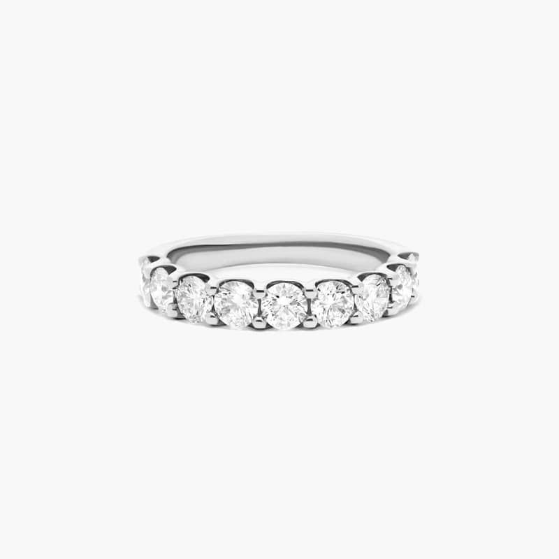 14K White Gold Nine Stone Shared Prong Contour Diamond Ring (1.00 CTW - H-I / SI1-SI2)