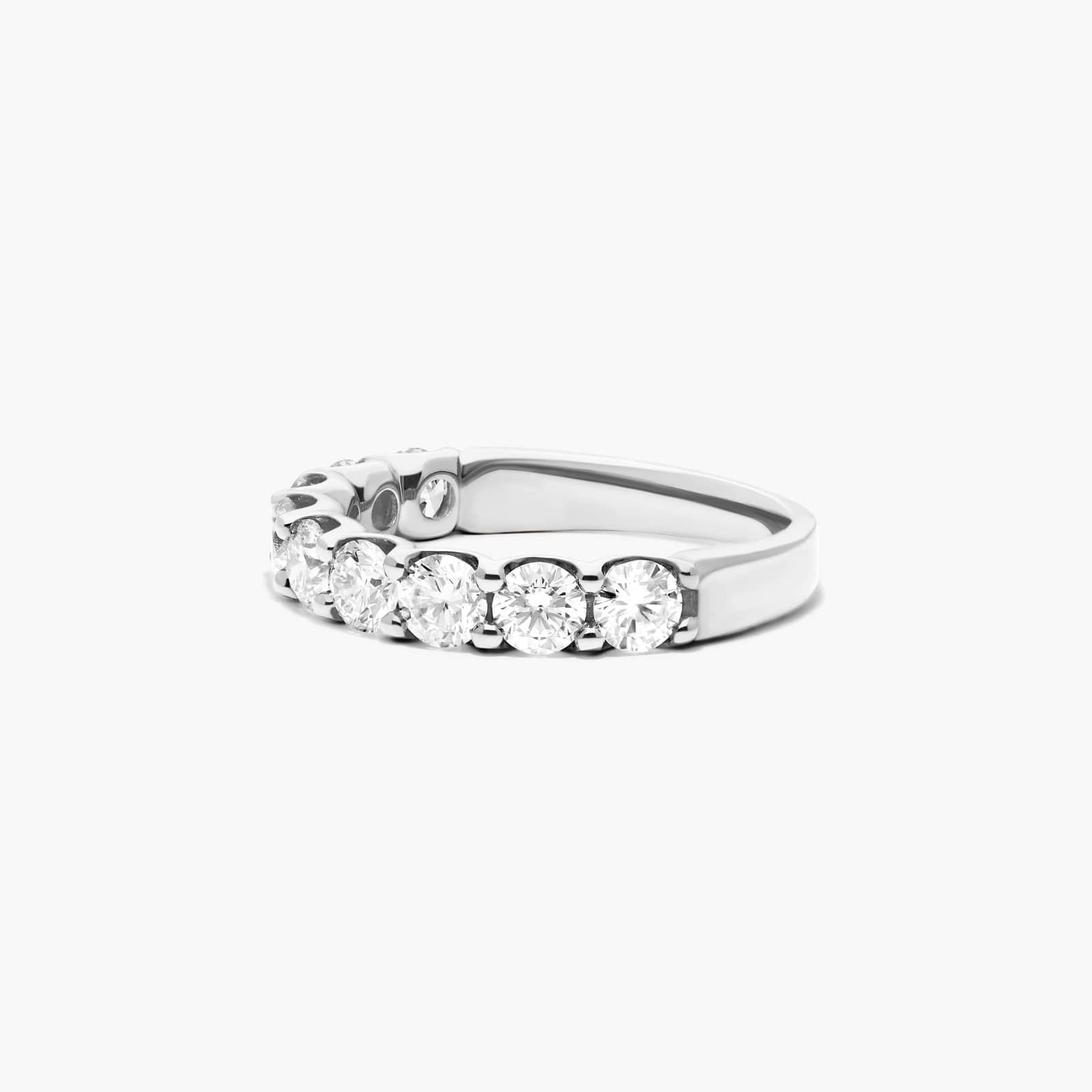 14K White Gold Nine Stone Shared Prong Contour Diamond Ring (1.00 CTW ...