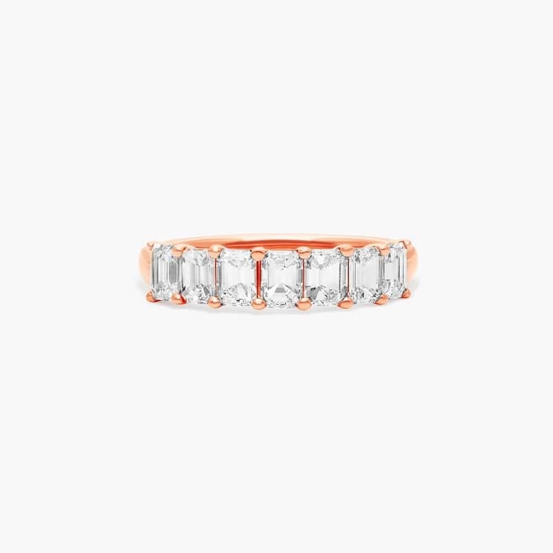 14K Rose Gold Seven Stone Emerald Cut Diamond Ring (1.00 CTW - H-I / SI1-SI2)