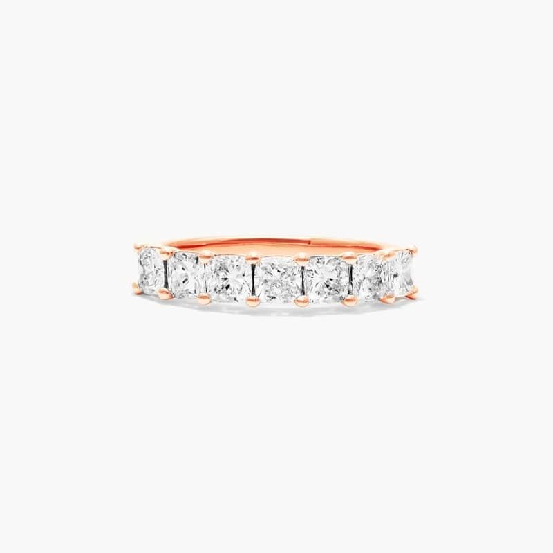 14K Rose Gold Seven Stone Cushion Shape Diamond Ring (1.00 CTW - H-I / SI1-SI2)