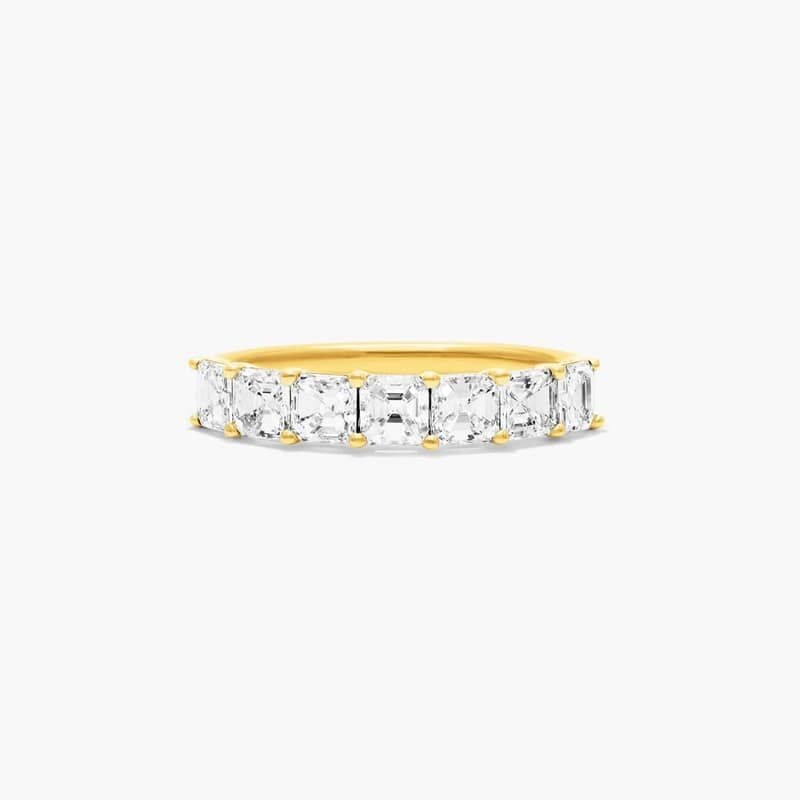 14K Yellow Gold Seven Stone Asscher Cut Diamond Ring (1.00 CTW - H-I / SI1-SI2)