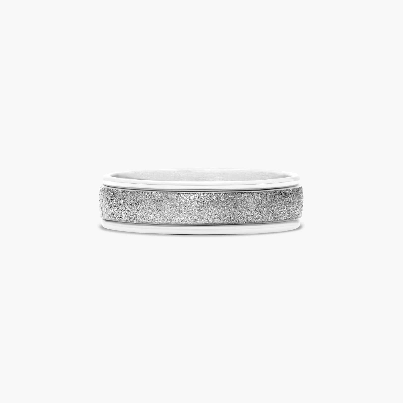 14K White Gold 6mm Wire Finish Comfort Fit Wedding Band-16234w14