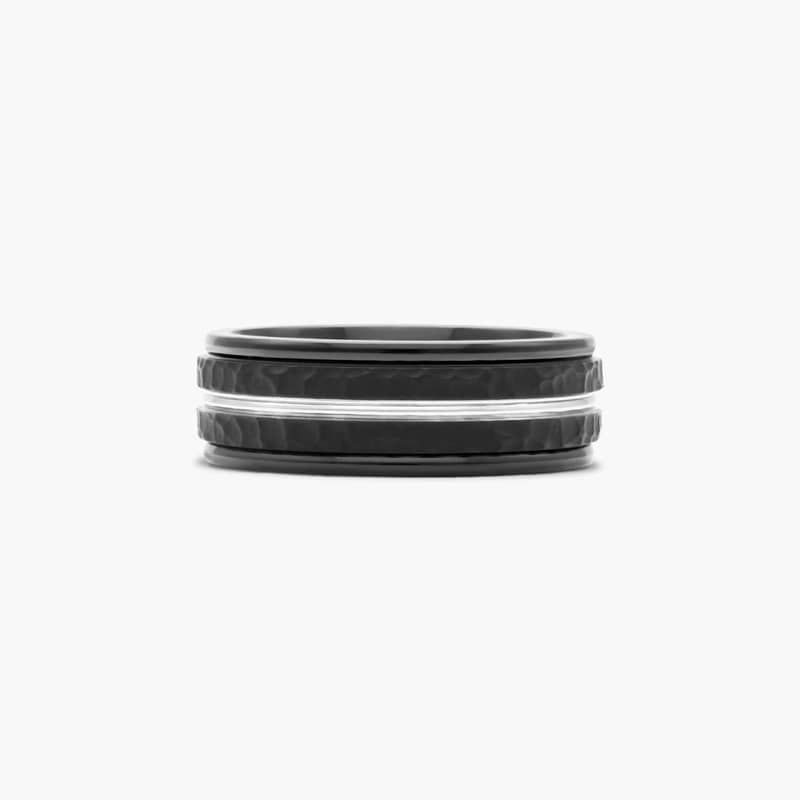 This ring features a hammered finish with a polished center cut completed with round soft edges. Cobalt is four times harder than gold, hypoallergenic, and scratch resistant creating the perfect combination!