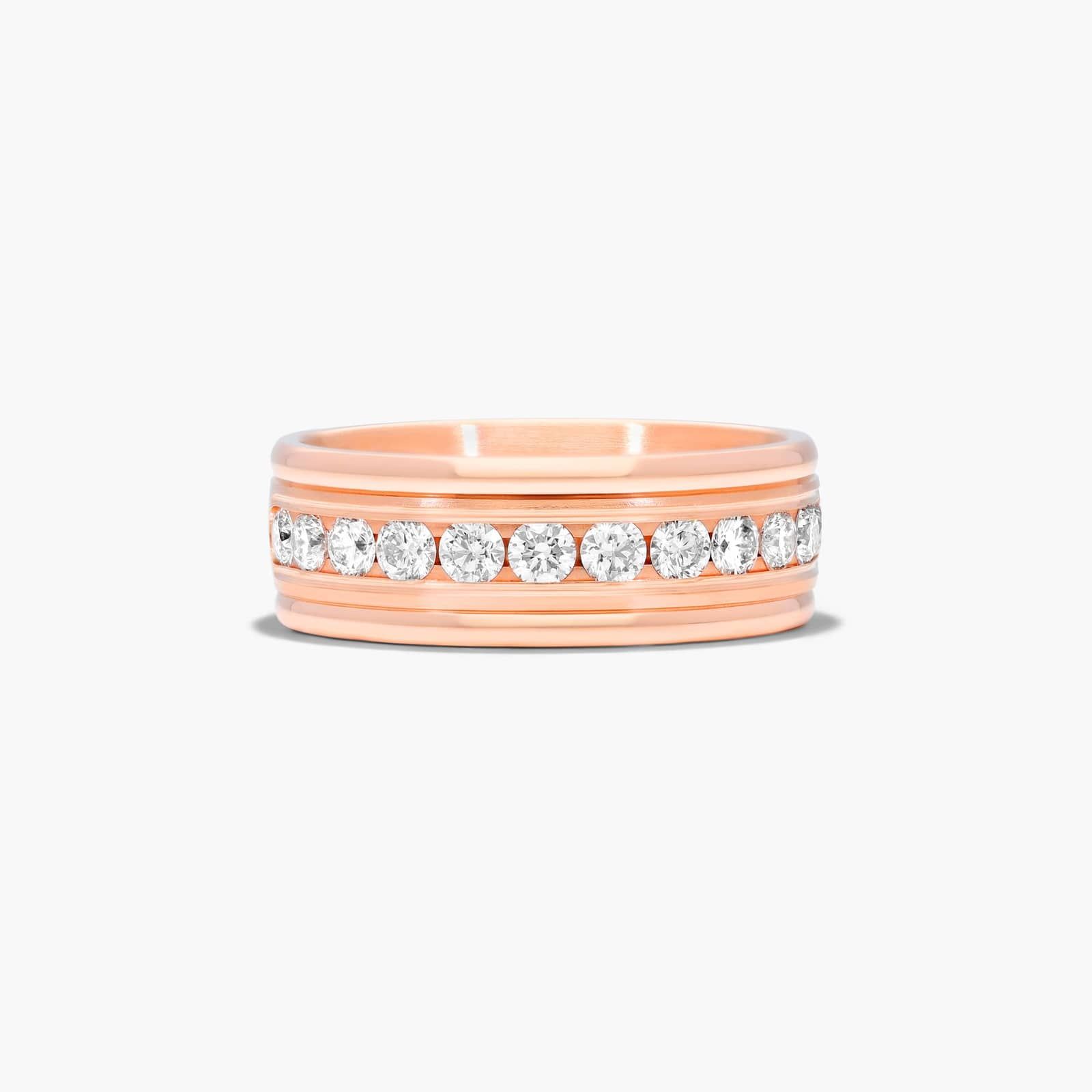 14K Rose Gold 8mm Comfort-Fit Channel Set Diamond Band-16464r14