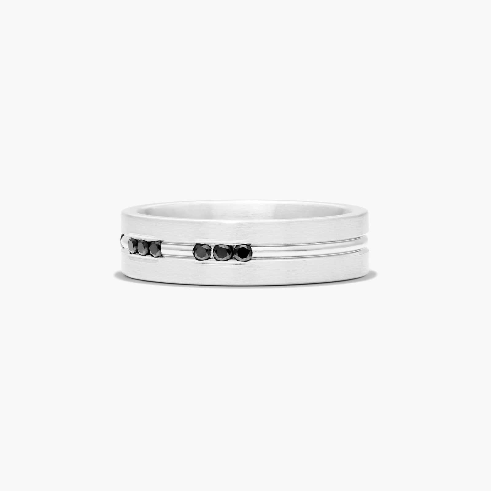 Platinum 6mm Satin Trim Black Diamond Band-16466p