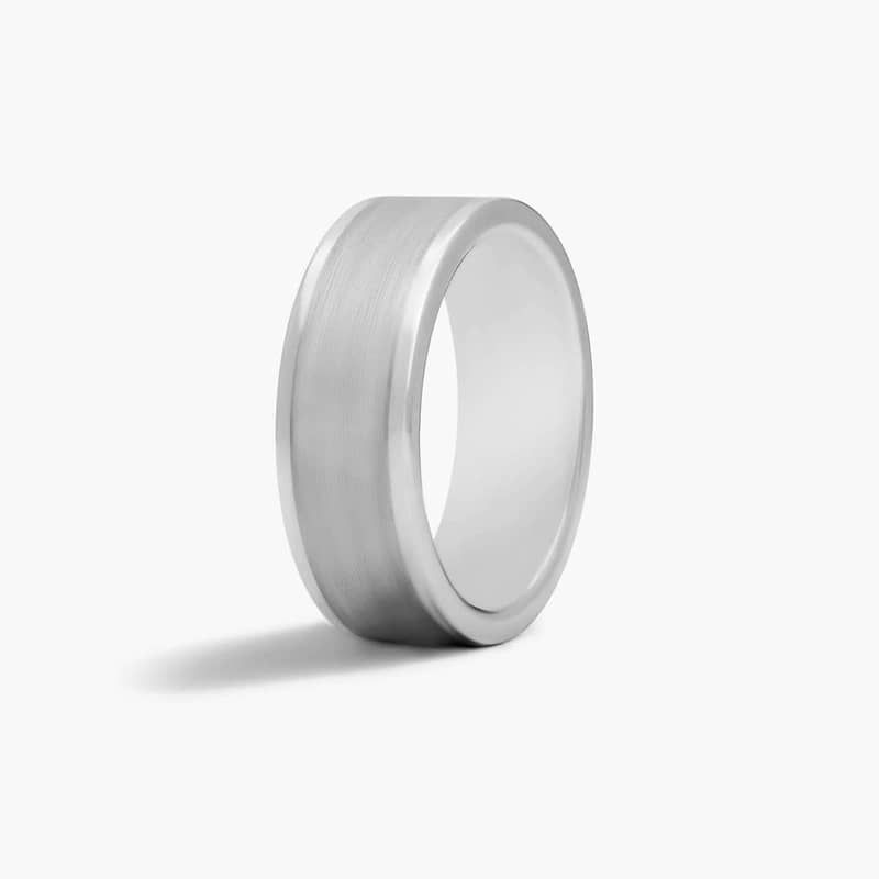 White Tungsten Carbide 8MM Satin Finish Band by TRITON