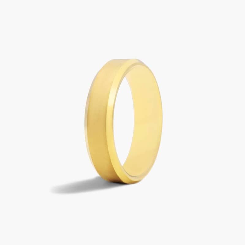Yellow Tungsten Carbide 6MM Bevel Edge Band by TRITON