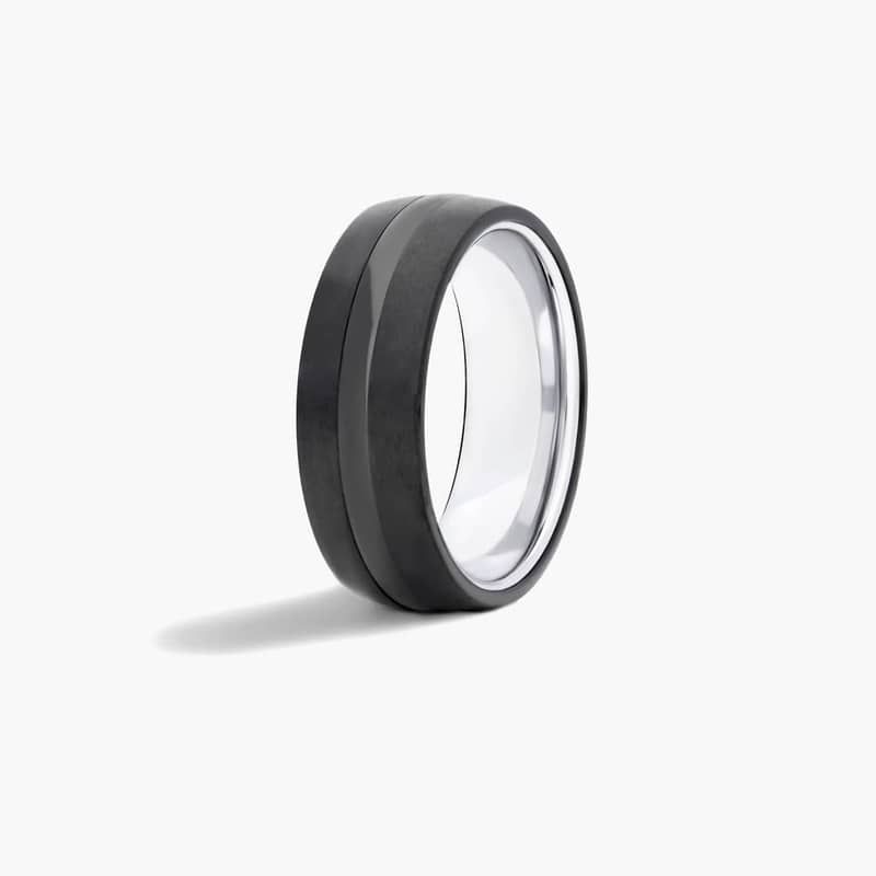 8 Mm Men's Width Tungsten Carbide Ring Electroplated Black Inlaid Black Imitation Vermiculite Wedding Band Tungsten Ring 7