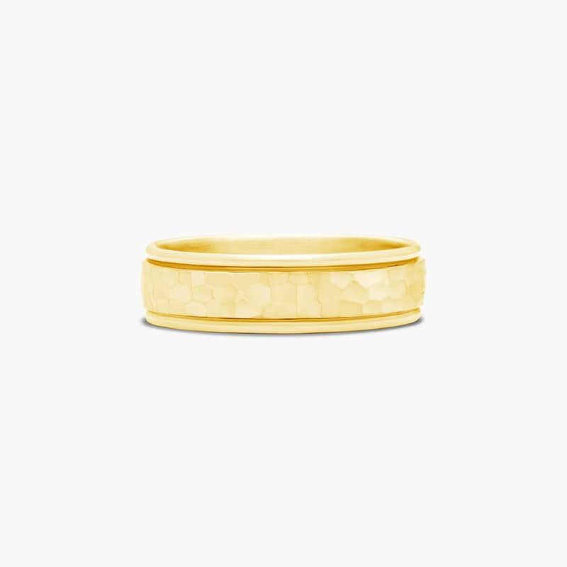14K Yellow Gold 6.5mm Comfort-Fit High Polish Hammer Band