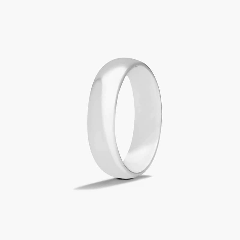 14K White Gold 6mm High Dome Comfort Fit Wedding Ring
