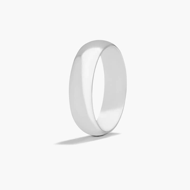14K White Gold 6mm Low Dome Wedding Ring