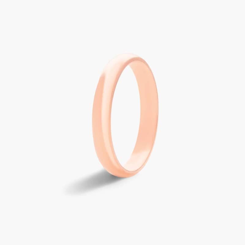 14K Rose Gold 3mm Traditional Slightly Curved Wedding Ring