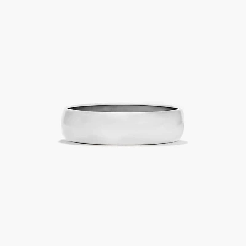 14K White Gold 6mm Traditional Slightly Curved Wedding Ring