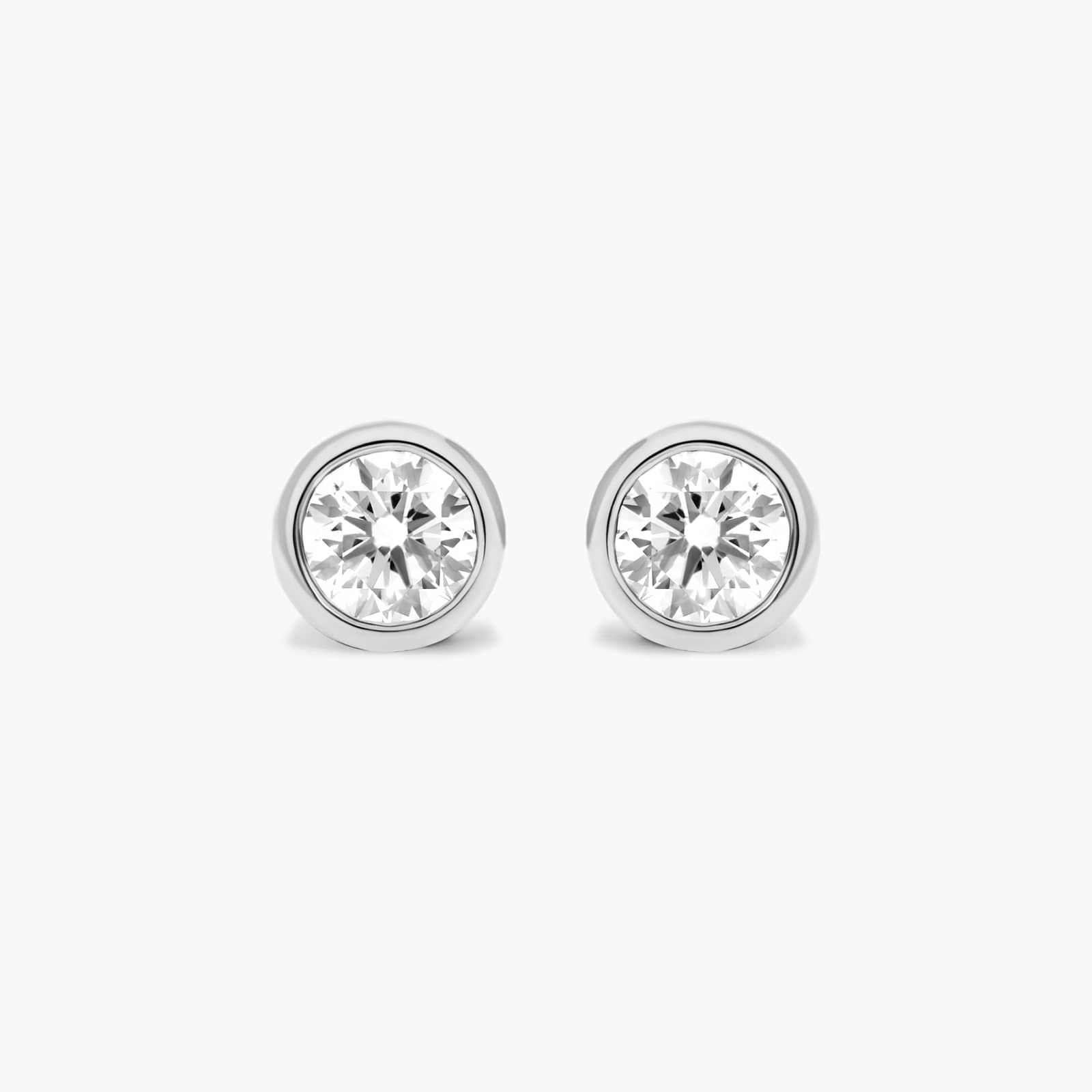 14K White Gold Bezel Lab Created Diamond Stud Earrings (0.75 CTW - F-G / VS2-SI1) Image-0