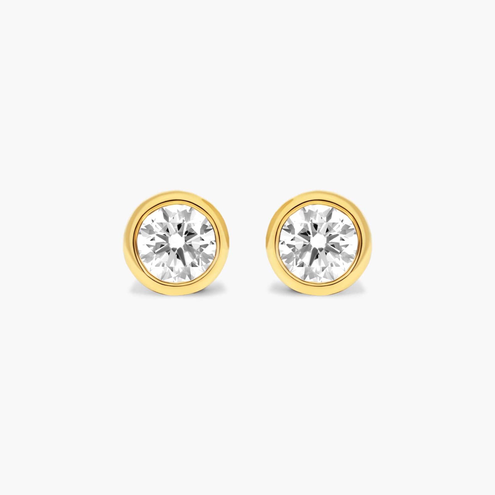 14K Yellow Gold Bezel Lab Created Diamond Stud Earrings (0.25 CTW - F-G / VS2-SI1) Image-0