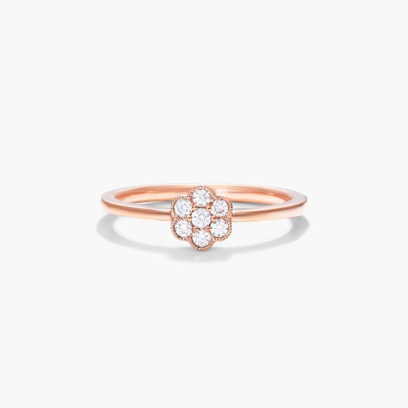 14K Rose Gold Milgrain Golden Blossoms Diamond Ring