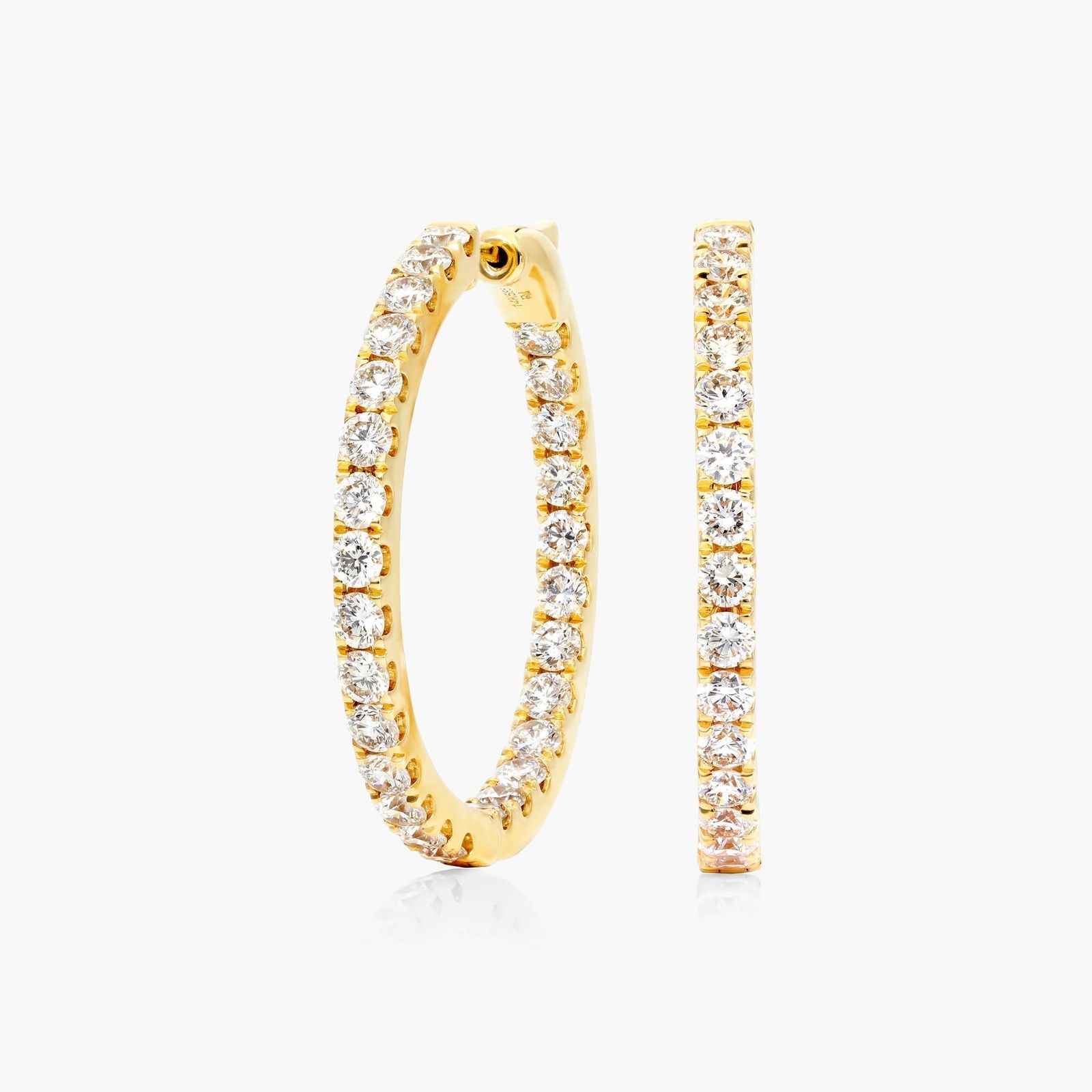 14K Yellow Gold 1.0 ct. Diamonds V Shape Inside Out Hoop Earrings -  EG776-1W4Y