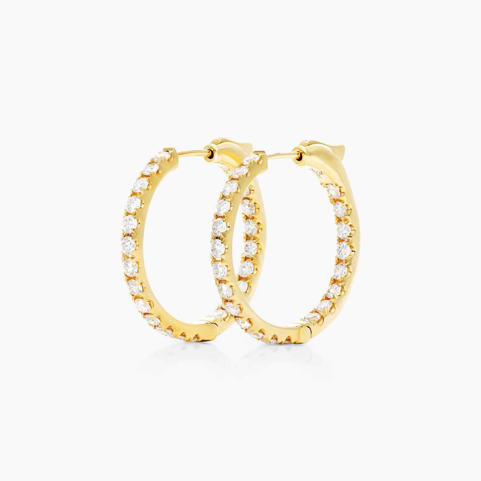 14K Yellow Gold Inside Out Round Hoops, 3/4 Inch Diameter (1.50 ctw ...