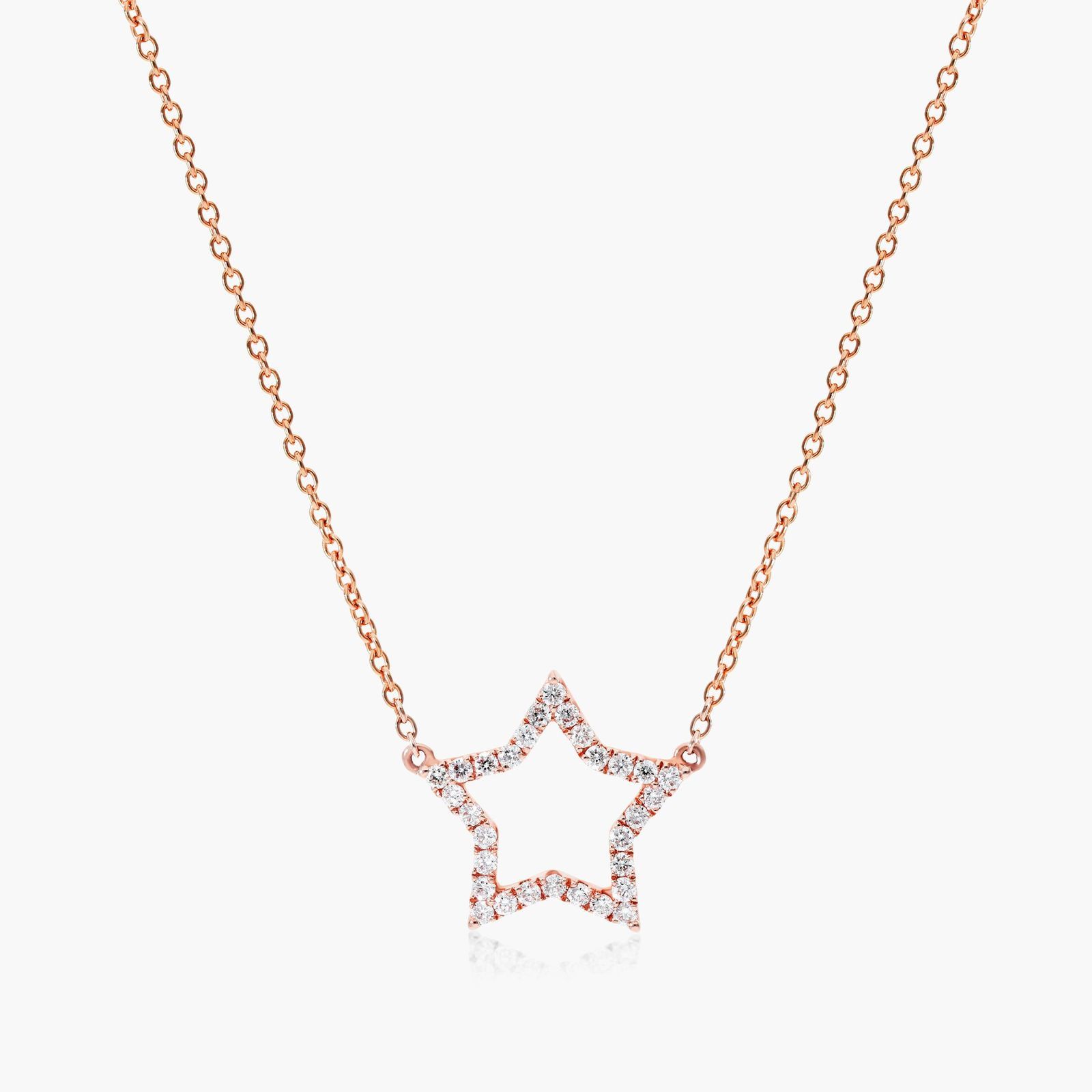 14K Rose Gold Star Shaped Diamond Necklace