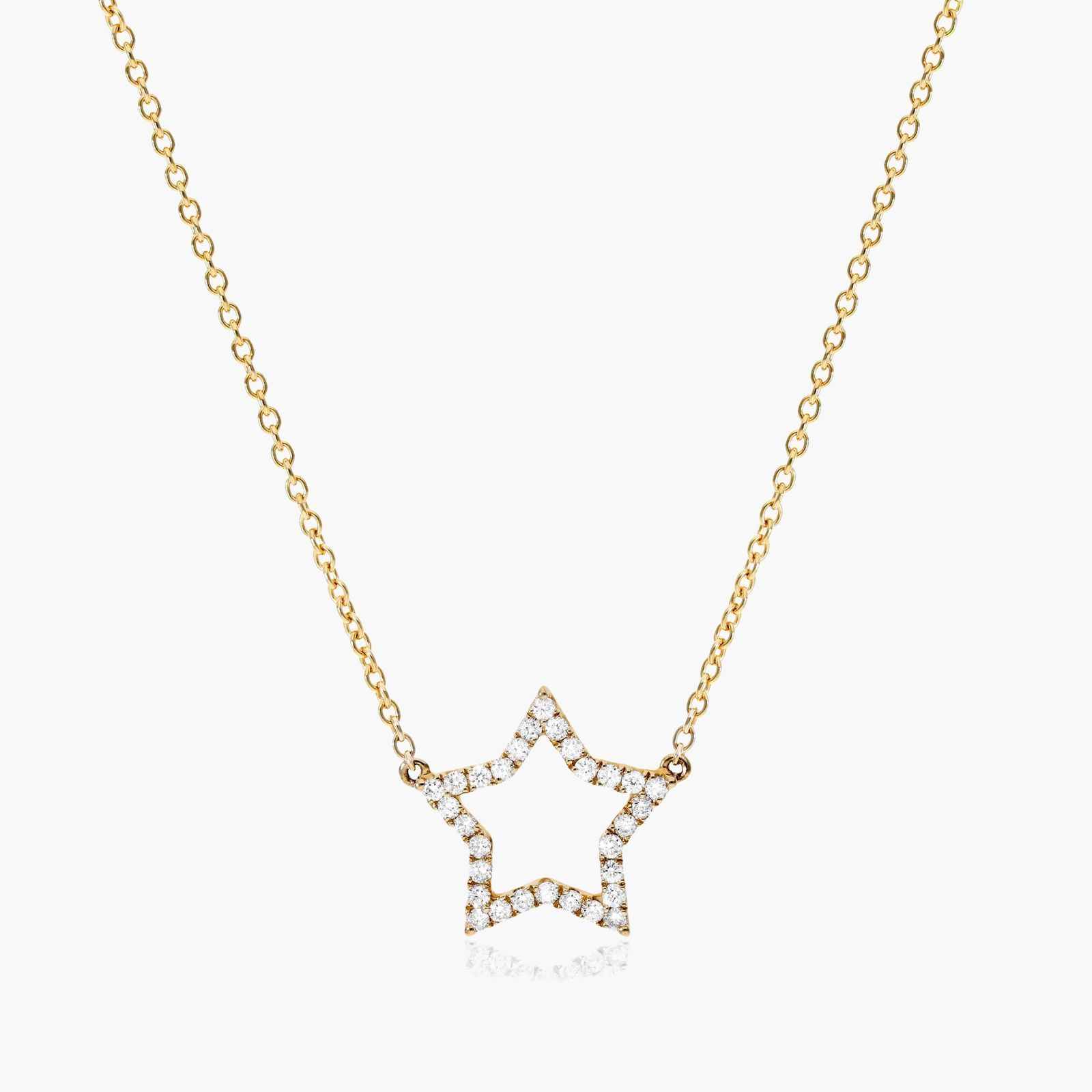 14K Yellow Gold Star Shaped Diamond Necklace Image-0