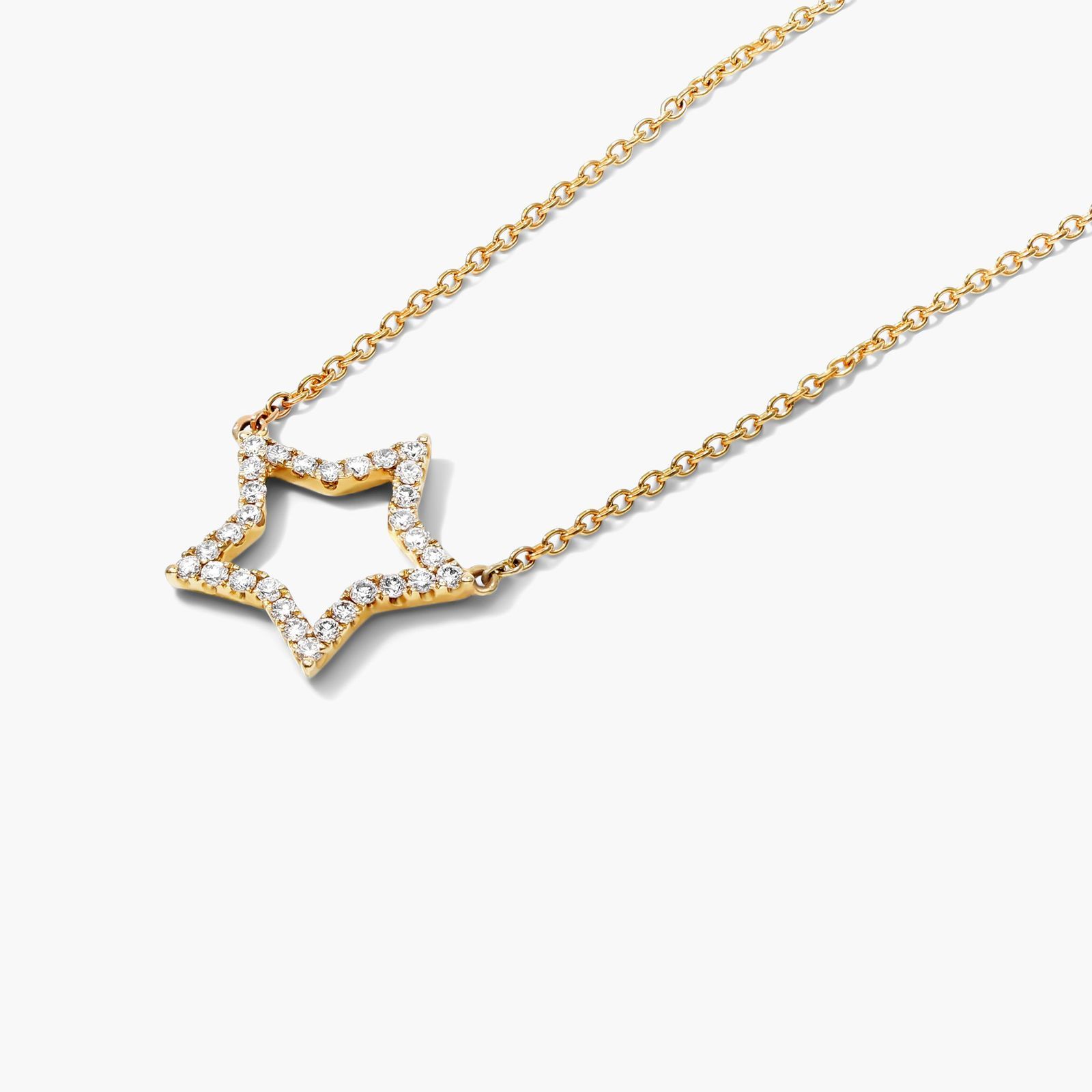 14K Yellow Gold Star Shaped Diamond Necklace Image-1