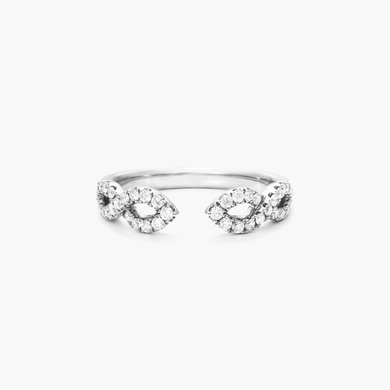 14K White Gold Open Infinity Diamond Ring Image-0