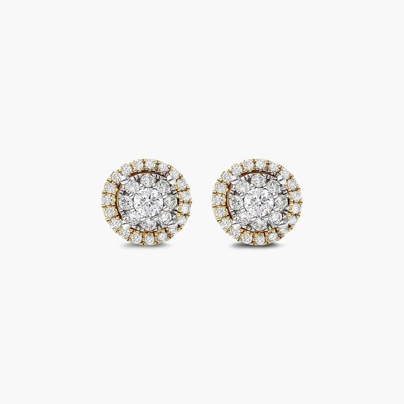 Round cluster store diamond earrings