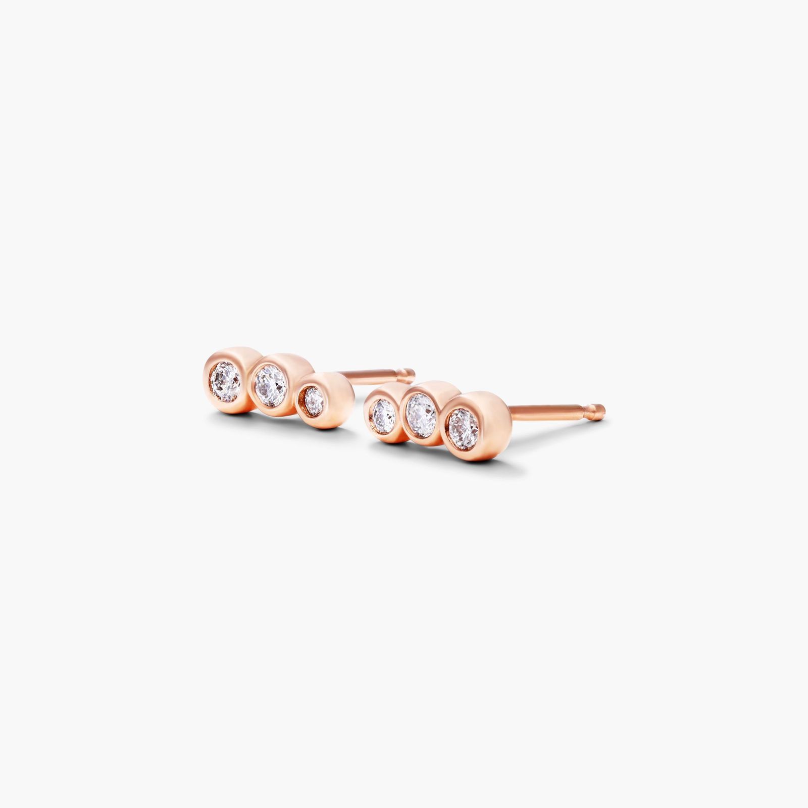 14K Rose Gold Ear Climber Diamond Earrings Image-1