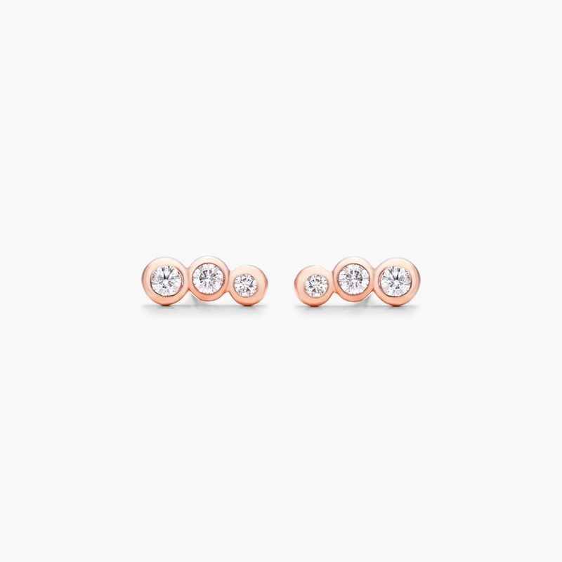 14K Rose Gold Ear Climber Diamond Earrings