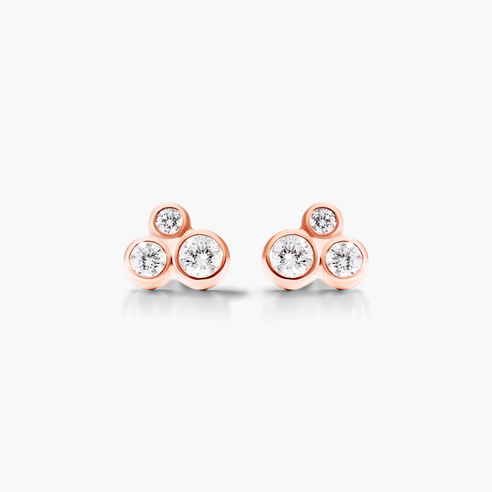 14K Rose Gold Geometric Diamond Cluster Earrings Image-0