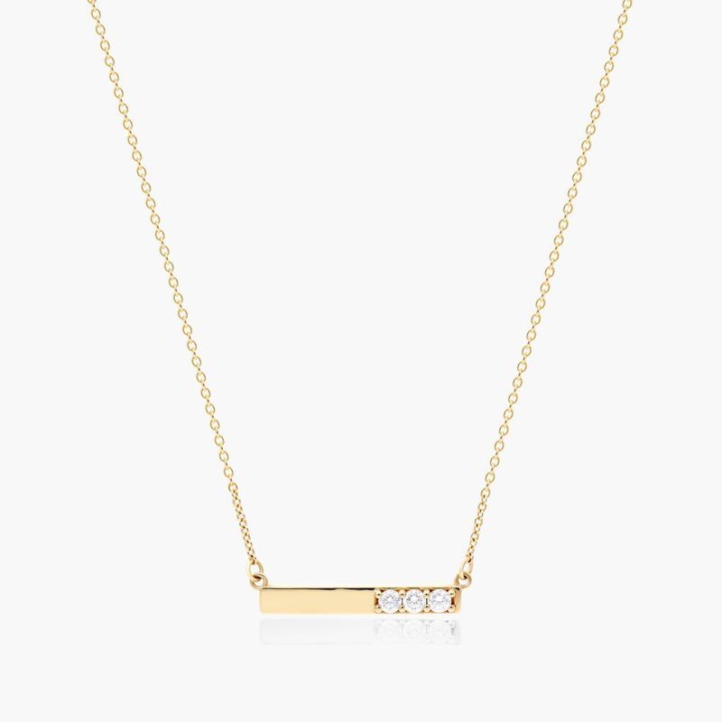 14K Yellow Gold Bar Diamond Necklace
