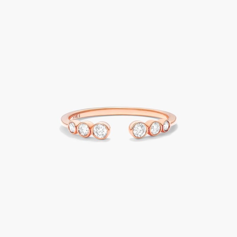 14K Rose Gold Petite Open Bezel Set Graduated Diamond Ring