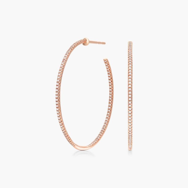 14K Rose Gold Inside Out Chic Diamond Hoops