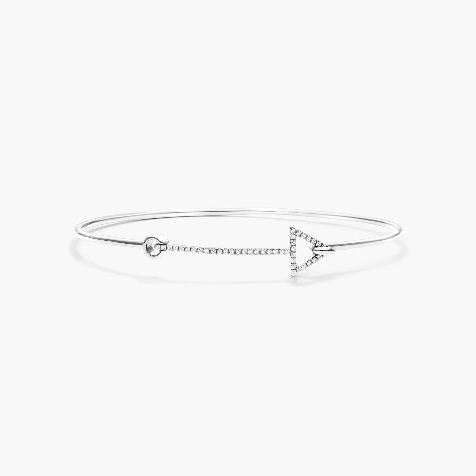 14K White Gold Petite Arrow Diamond Bracelet-81153w14