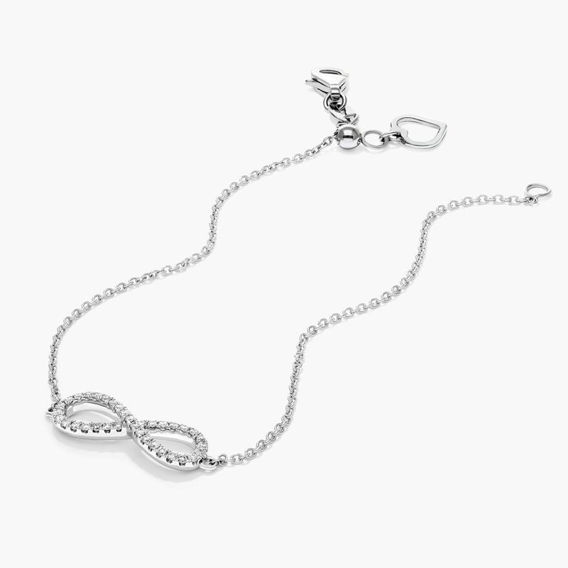 14K White Gold Infinity Diamond Bracelet