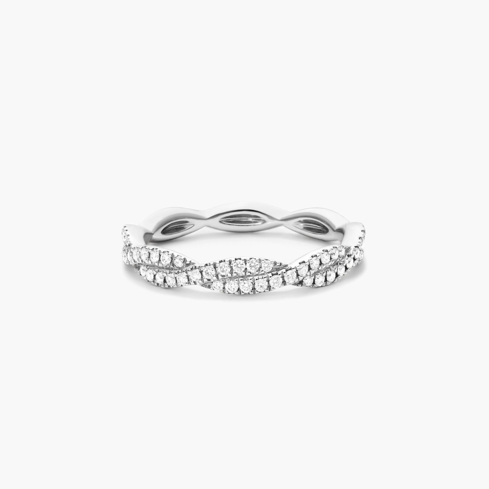 14K White Gold Petite Infinity Diamond Ring Image-0